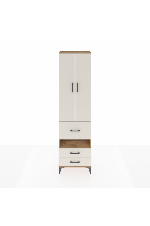 Arges Dolap 4 Raflı 3 Çekmeceli 2 Kapaklı 60 x 30 x 221 Çam-Aytaşı