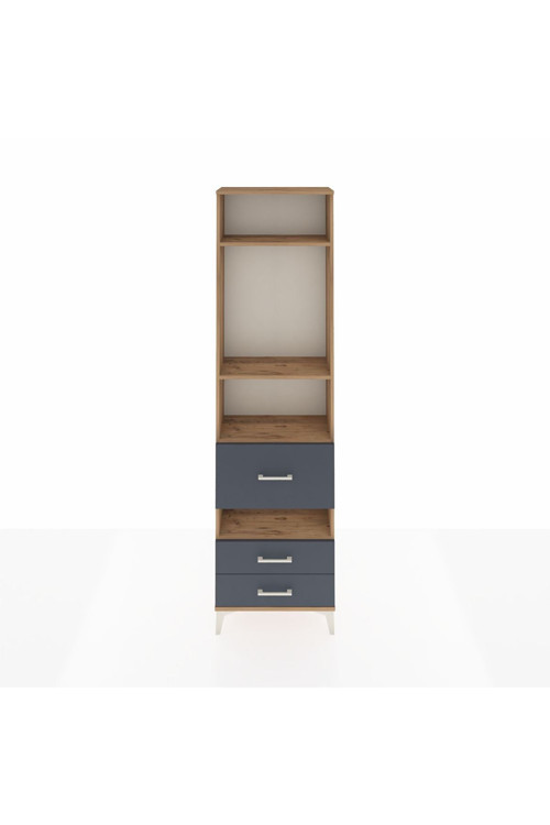 Arges Dolap 4 Raflı 3 Çekmeceli 60 x 30 x 221 Çam-Antrasit