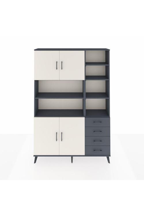 Arges Dolap 9 Raflı 4 Çekmeceli 4 Kapaklı 132 x 30 x 195 Antrasit-Aytaşı/Antrasit
