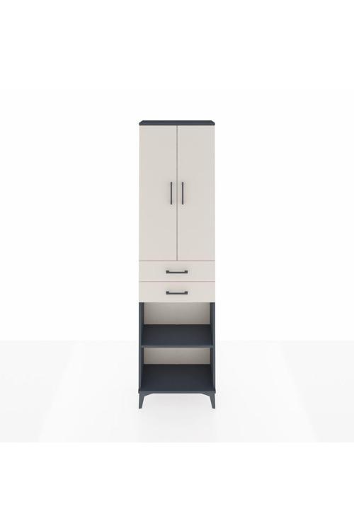 Arges Dolap 3 Raflı 2 Çekmeceli Tek Askılı 60 x 30 x 221 Antrasit-Aytaşı