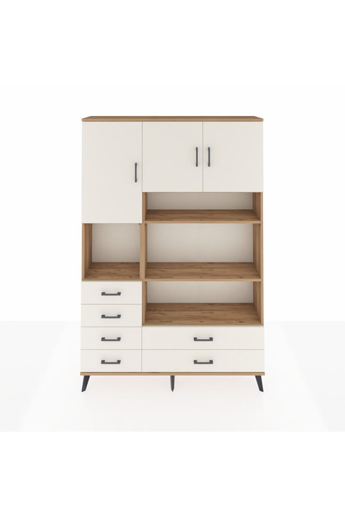 Arges Gardrop 9 Raflı 6 Çekmeceli 3 Kapaklı 132 x 30 x 195 Çam-Aytaşı
