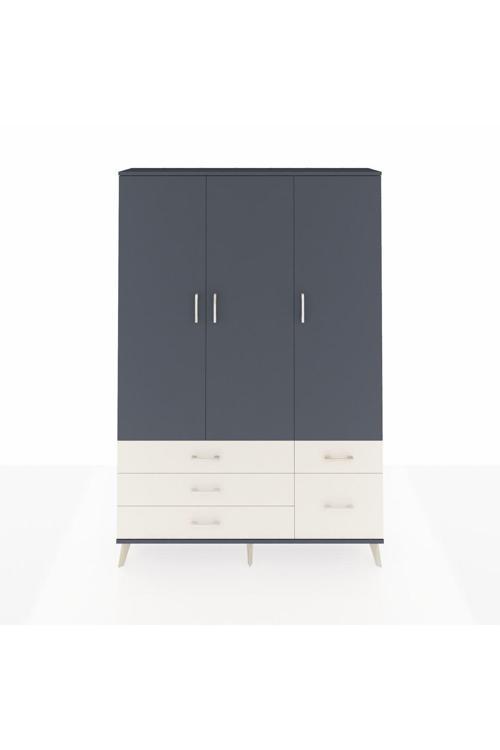 Arges Dolap 5 Raflı 5 Çekmeceli Tek Askılı 132 x 30 x 195 Antrasit-Antrasit/Aytaşı