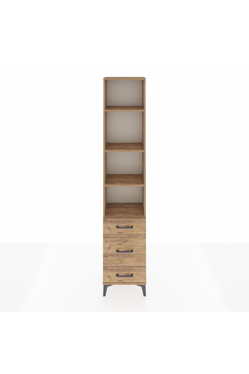 Arges Dolap 4 Raflı 3 Çekmeceli 44 x 30 x 221 Çam-Çam