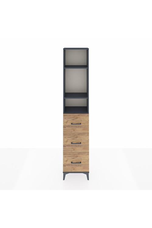 Arges Dolap 3 Raflı 3 Çekmeceli 44 x 30 x 221 Antrasit-Çam