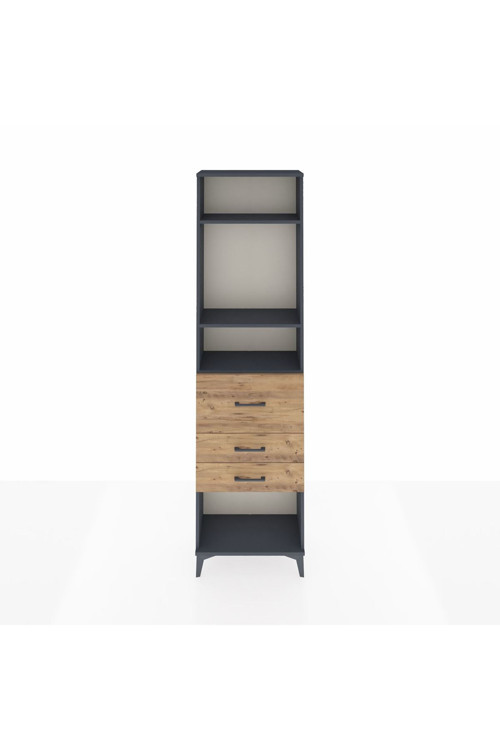 Arges Dolap 3 Raflı 3 Çekmeceli 60 x 30 x 221 Antrasit-Çam