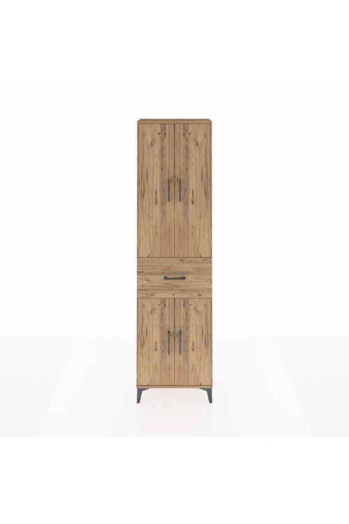 Arges Dolap 4 Raflı Tek Çekmeceli 4 Kapaklı 60 x 30 x 221 Çam-Çam