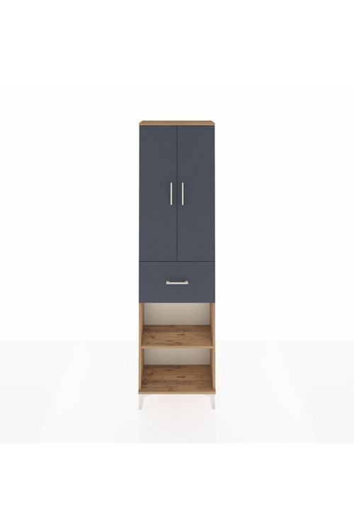 Arges Dolap 4 Raflı 1 Çekmeceli 2 Kapaklı 60 x 30 x 221 cm Çam - Antrasit