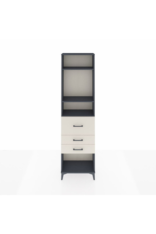 Arges Dolap 3 Raflı 3 Çekmeceli 60 x 30 x 221 Antrasit-Aytaşı