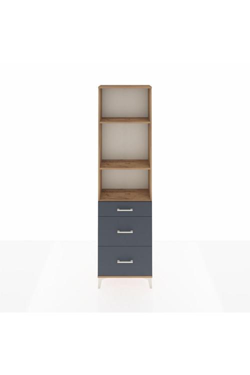 Arges Dolap 3 Raflı 3 Çekmeceli 60 x 30 x 221 Çam-Antrasit