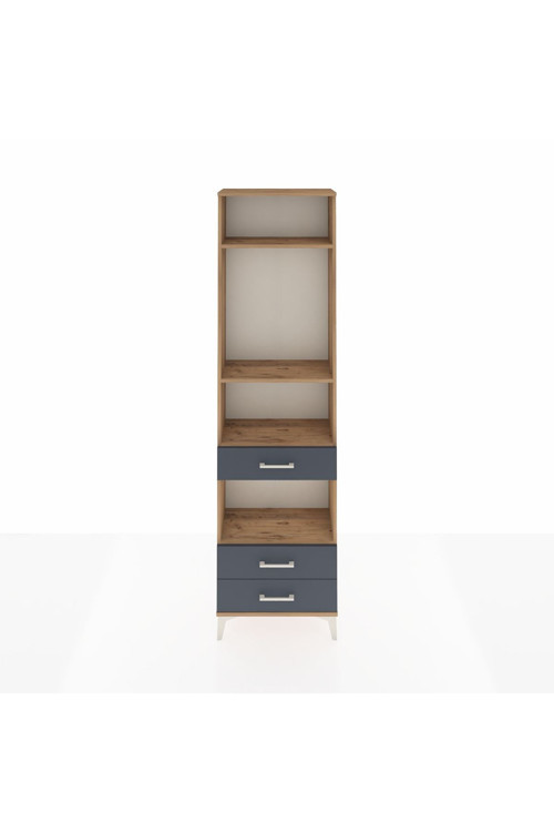 Arges Dolap 4 Raflı 3 Çekmeceli 60 x 30 x 221 Çam-Antrasit