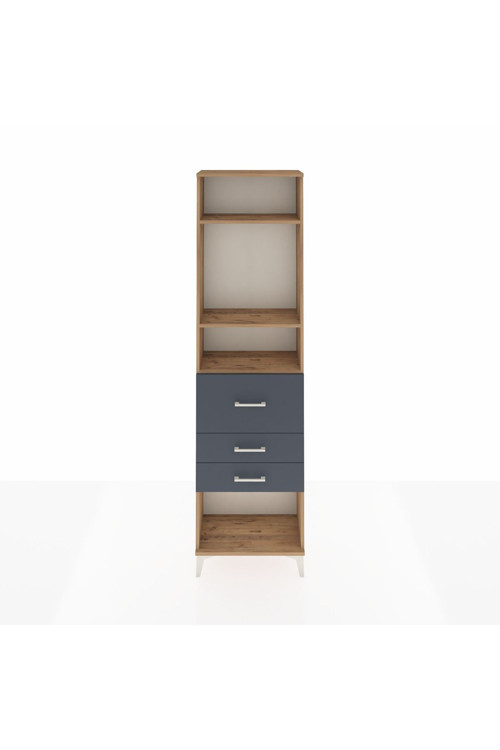 Arges Dolap 3 Raflı 3 Çekmeceli 60 x 30 x 221 Çam-Antrasit