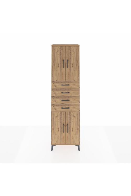 Arges Dolap 3 Raflı 4 Çekmeceli 4 Kapaklı 60 x 30 x 221 Çam-Çam