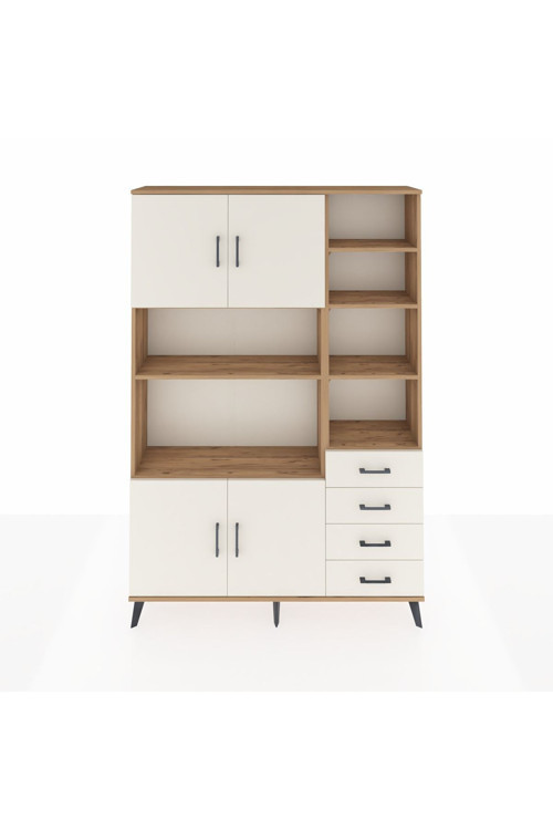 Arges Gardrop 9 Raflı 4 Çekmeceli 4 Kapaklı 132 x 30 x 195 Çam-Aytaşı