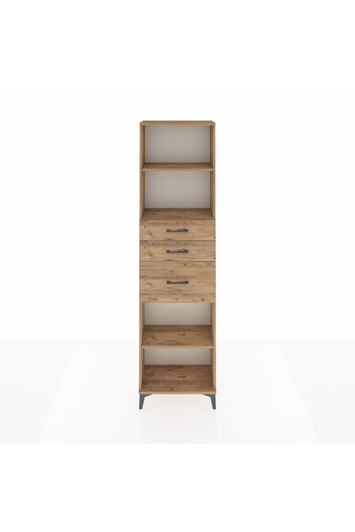 Arges Dolap 3 Raflı 3 Çekmeceli 60 x 30 x 221 Çam-Çam