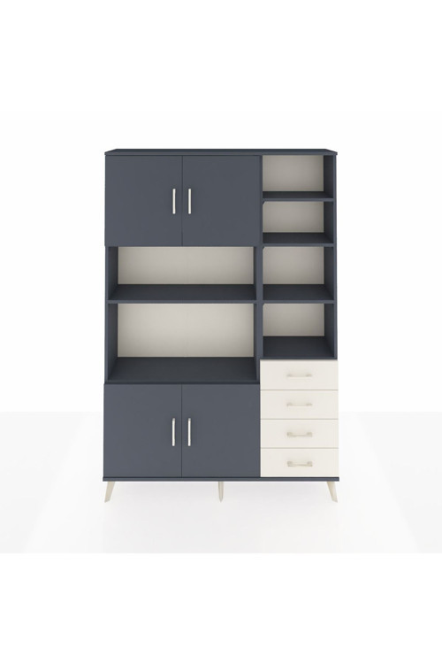 Arges Dolap 9 Raflı 4 Çekmeceli 4 Kapaklı 132 x 30 x 195 Antrasit-Antrasit/Aytaşı