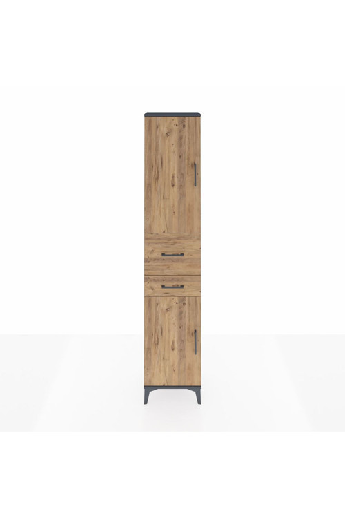 Arges Dolap 4 Raflı 2 Çekmeceli 2 Kapaklı 44 x 30 x 221 Antrasit-Çam