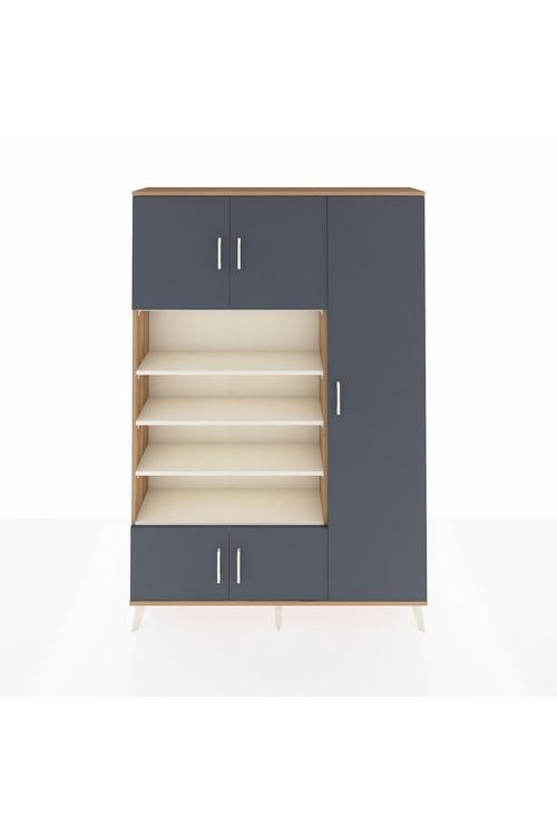 Arges Dolap 11 Raflı 5 Kapaklı 132 x 30 x 195 Çam-Antrasit/Aytaşı