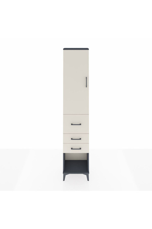 Arges Dolap 2 Raflı 3 Çekmeceli Tek Askılı 44 x 30 x 221 Antrasit-Aytaşı