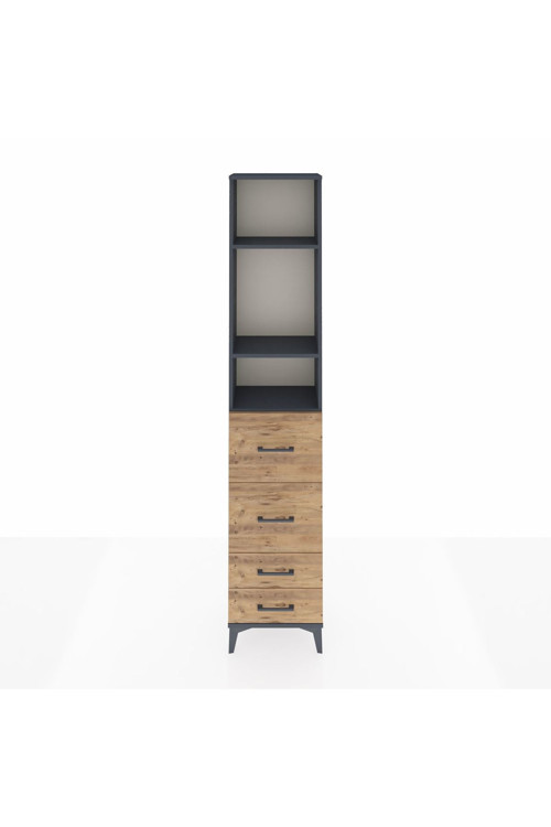 Arges Dolap 3 Raflı 4 Çekmeceli 44 x 30 x 221 Antrasit-Çam