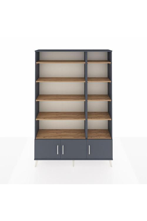 Arges Dolap 10 Raflı 3 Kapaklı 132 x 30 x 195 Antrasit-Antrasit/Çam