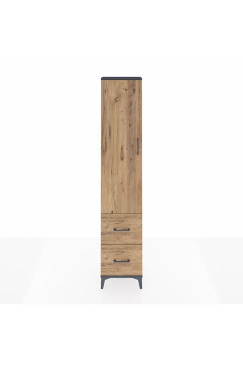 Arges Dolap 4 Raflı 2 Çekmeceli Tek Kapaklı 44 x 30 x 221 Antrasit-Çam