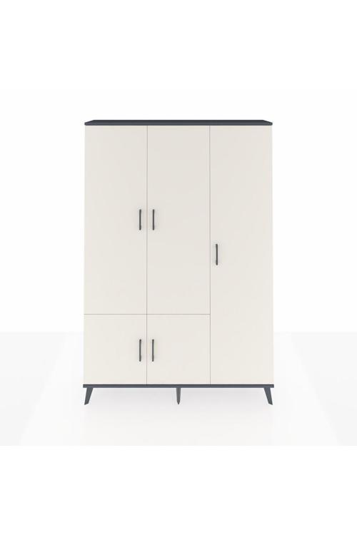 Arges Dolap 7 Raflı 5 Kapaklı Tek Askılı 132 x 30 x 195 Antrasit-Aytaşı/Çam