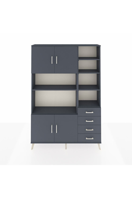 Arges Gardrop 9 Raflı 4 Çekmeceli 4 Kapaklı 132 x 30 x 195 Antrasit-Antrasit
