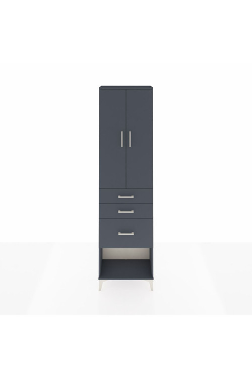 Arges Dolap 3 Raflı 3 Çekmeceli 2 Kapaklı 60 x 30 x 221 cm Antrasit - Antrasit