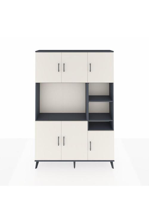 Arges Dolap 10 Raflı 6 Kapaklı 132 x 30 x 195 Antrasit-Aytaşı/Antrasit