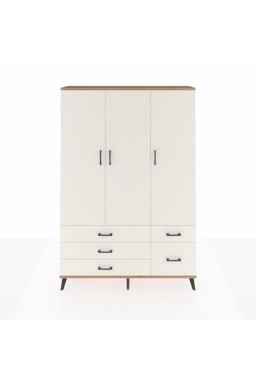 Arges Gardrop 5 Raflı 5 Çekmeceli Tek Askılı 132 x 30 x 195 Çam-Aytaşı