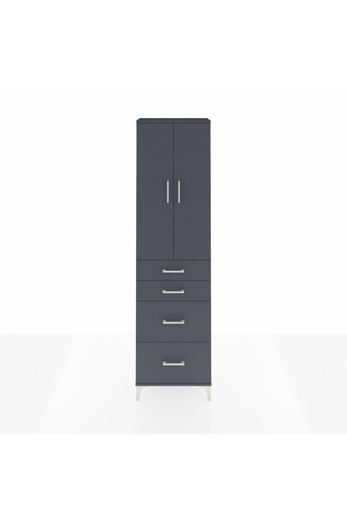 Arges Dolap 2 Raflı 4 Çekmeceli 1 Askılı 60 x 30 x 221 cm Antrasit - Antrasit