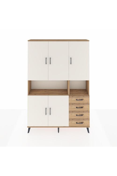 Arges Dolap 7 Raflı 4 Çekmeceli 5 Kapaklı 132 x 30 x 195 cm Çam - Aytaşı - Çam