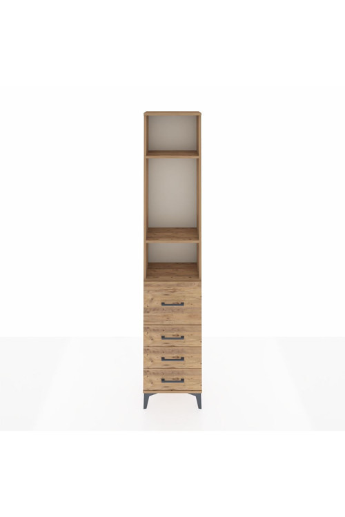 Arges Dolap 3 Raflı 4 Çekmeceli 44 x 30 x 221 Çam-Çam