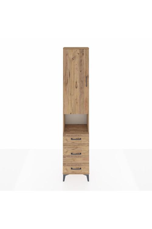 Arges Dolap 4 Raflı 3 Çekmeceli Tek Kapaklı 44 x 30 x 221 Çam-Çam