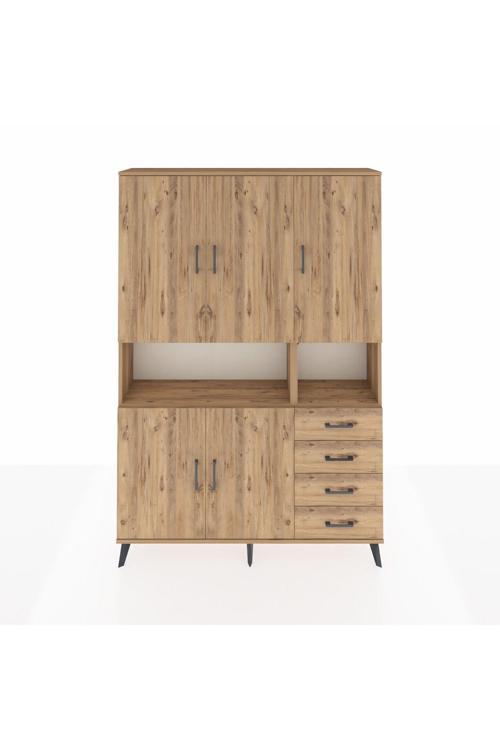 Arges Gardrop 7 Raflı 4 Çekmeceli 5 Kapaklı 132 x 30 x 195 cm Çam - Çam