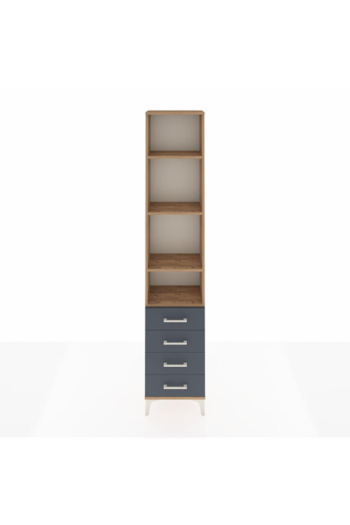 Arges Dolap 4 Raflı 4 Çekmeceli 44 x 30 x 221 Çam-Antrasit