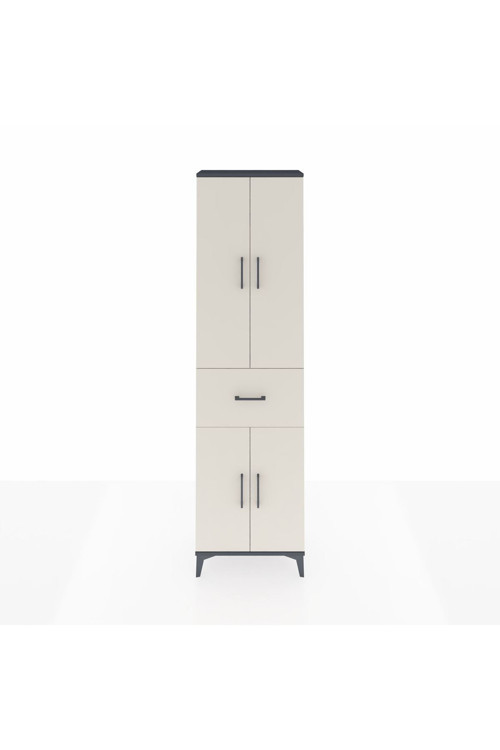 Arges Dolap 4 Raflı Tek Çekmeceli 4 Kapaklı 60 x 30 x 221 Antrasit-Aytaşı