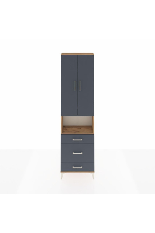 Arges Dolap 3 Raflı 3 Çekmeceli Tek Askılı 60 x 30 x 221 Çam-Antrasit
