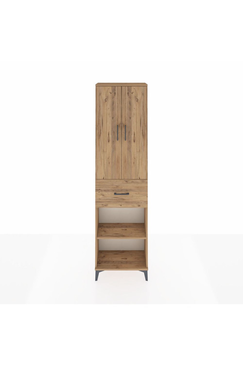 Arges Dolap 4 Raflı Tek Çekmeceli 2 Kapaklı 60 x 30 x 221 Çam-Çam