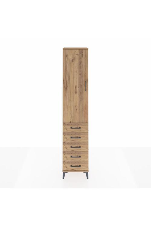 Arges Dolap 2 Raflı 5 Çekmeceli Tek Askılı 44 x 30 x 221 Çam-Çam