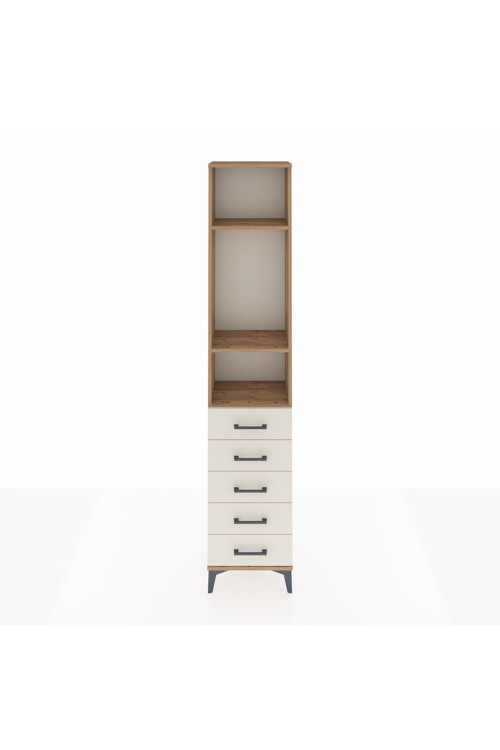Arges Dolap 3 Raflı 5 Çekmeceli 44 x 30 x 221 Çam-Aytaşı