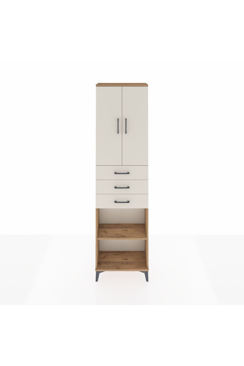 Arges Dolap 4 Raflı 3 Çekmeceli 2 Kapaklı 60 x 30 x 221 Çam-Aytaşı