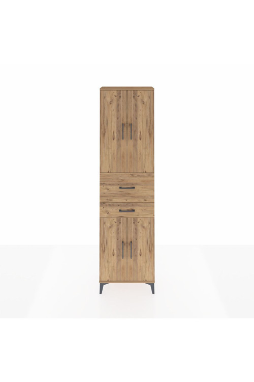 Arges Dolap 4 Raflı 2 Çekmeceli 4 Kapaklı 60 x 30 x 221 Çam-Çam