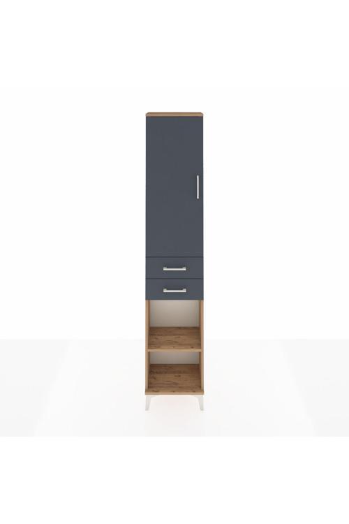 Arges Dolap 3 Raflı 2 Çekmeceli Tek Askılı 44 x 30 x 221 Çam-Antrasit