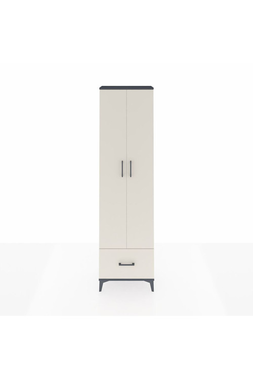 Arges Dolap 3 Raflı Tek Çekmeceli Tek Askılı 60 x 30 x 221 Antrasit-Aytaşı