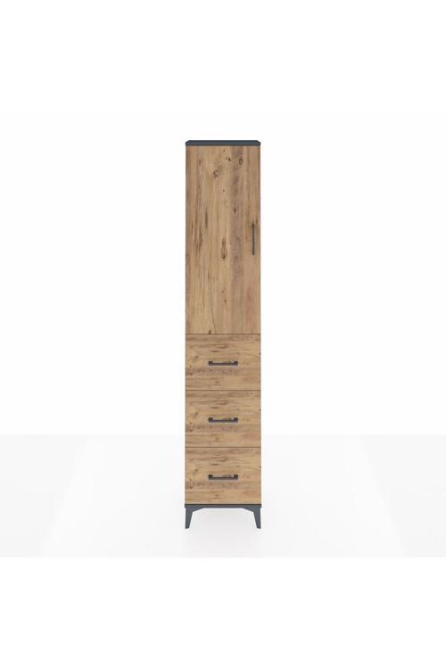 Arges Dolap 2 Raflı 3 Çekmeceli Tek Askılı 44 x 30 x 221 Antrasit-Çam