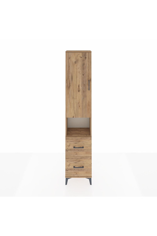 Arges Dolap 3 Raflı 2 Çekmeceli Tek Askılı 44 x 30 x 221 Çam-Çam