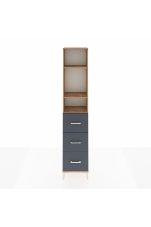 Arges Dolap 3 Raflı 3 Çekmeceli 44 x 30 x 221 Çam-Antrasit