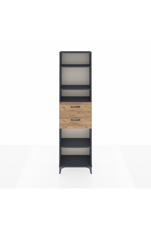 Arges Dolap 4 Raflı 2 Çekmeceli 60 x 30 x 221 Antrasit-Çam