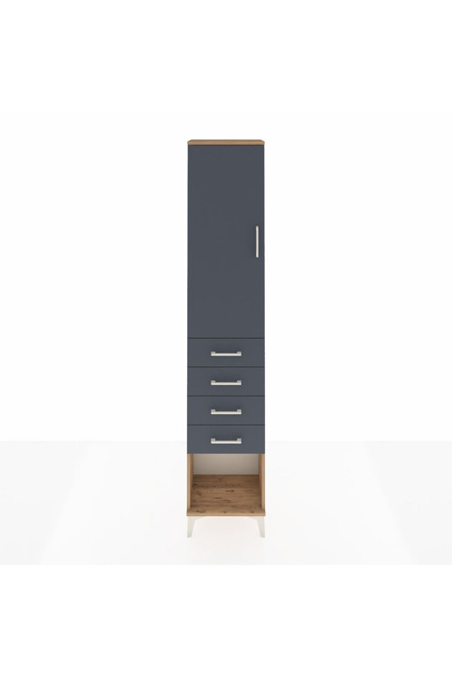 Arges Dolap 2 Raflı 4 Çekmeceli Tek Askılı 44 x 30 x 221 Çam-Antrasit